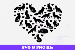 Fox Love Heart Silhouette SVG PNG Product Image 1