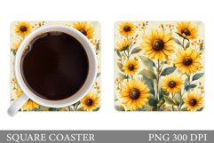 Sunflowers Square Coaster. Sunflowers Coaster Sublimation Product Image 1