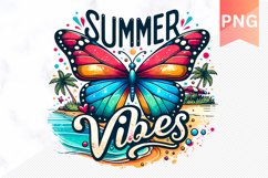Summer Vibes - Butterfly Sublimation - Clipart PNG Design Product Image 1