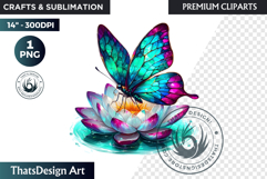 Tropical Butterfly &amp; Flower Clipart: Vibrant floral PNG Product Image 1