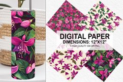 Fuchsia Flowers Pattern Digital Paper- Flowers Background Product Image 1