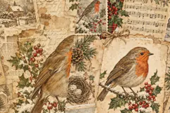 Robin Bird Christmas Junk Journal Pages Product Image 4