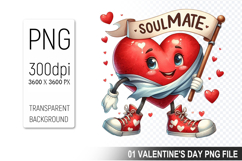 Watercolor Valentine Heart Character Clipart PNG Bundle Product Image 10