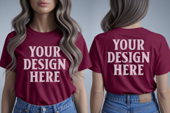 Christmas Bella Canvas 3001 Red Front &amp; Back Mockups Product Image 1