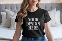Bella Canvas 3001 Black Christmas Shirt Mockup, Trandy Mocku Product Image 1