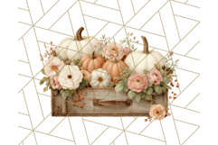 Pumpkin Clipart with Fall Flowers PNG Autumn Illustration Product Image 3