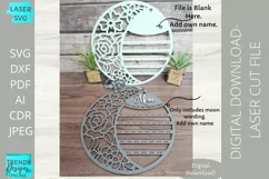 Floral Moon Jewelry Stand Svg, Circle Earrings display svg Product Image 3