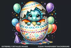 Cute first Birthday Clipart PNG, Baby dragon,Happy birthday Product Image 2