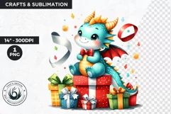 Cute Birthday Clipart PNG, Baby dragon,Happy birthday PNG Product Image 1
