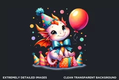 Birthday Clipart PNG, Baby dragon,Happy birthday, balloons Product Image 2