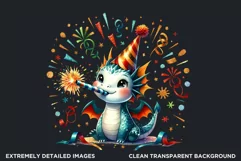 Cute Birthday Clipart PNG, Baby dragon,Happy birthday PNG Product Image 2