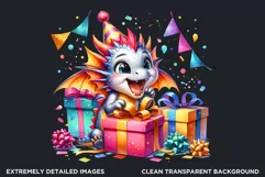 Cute first Birthday Clipart PNG, Baby dragon,Happy birthday Product Image 2