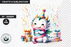 Cute Birthday Clipart PNG, Baby dragon,Happy birthday PNG Product Image 1