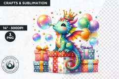 Cute Birthday Clipart PNG, Baby dragon,Happy birthday PNG Product Image 1