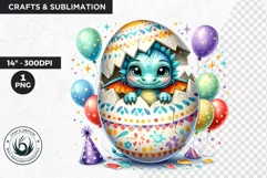 Cute first Birthday Clipart PNG, Baby dragon,Happy birthday Product Image 1