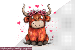 Valentine Highland Cow Clipart Png Product Image 1