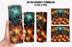 Pumpkins Skinny Tumbler 20oz Wrap Design, Halloween Tumbler Product Image 1