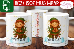 Custom Christmas mug wrap PNG, Christmas elf mug PNG Product Image 2