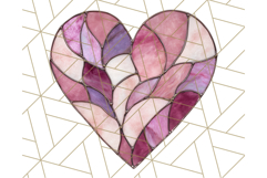 Stained Glass Heart PNG Clipart in Pastel and Bright Colors Product Image 3