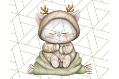 Christmas Pets in Pajamas Clipart PNG, Christmas Png Clipart Product Image 3