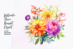 Watercolor Floral bouquet clipart sublimation Product Image 1