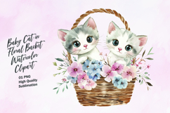 Two cat in floral basket clipart sublimation Product Image 1