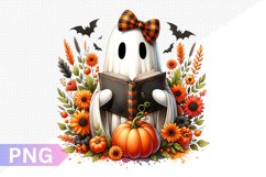 Halloween Ghost And Books Sublimation - Clipart PNG Design Product Image 1