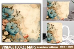 Vintage Floral Maps Seamless Patterns Backgrounds, Product Image 1