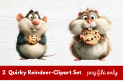 2 Quirky Reindeer Clipart Set | Fun Holiday Reindeer PNG Product Image 1