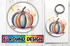 Sublimation Circle Ornaments PNG, Pumpkin Watercolor Product Image 1