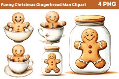 Funny Christmas Gingerbread Man Clipart PNG Product Image 1