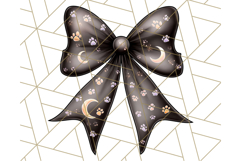 Muted Halloween Bow Clipart, Fall Ribbon PNG Autumn Hair Bow Product Image 3