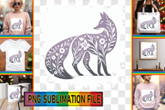 Playful TOTE BAG Gift PNG, Flower Animals Product Image 1