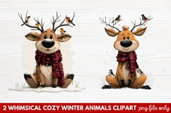 Whimsical Cozy Winter Animals Clipart | Cute Snowy Forest Product Image 1