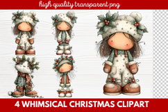 4 Whimsical Christmas Clipart | Cute Holiday PNG Set Product Image 1