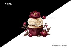 Floral Cupcake Clipart, Peony Product Image 1