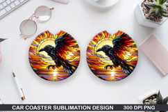 Crows Car Coaster Sublimation| Crows Coaster PNG Design Product Image 1