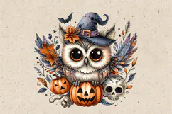 Watercolor Halloween Owls. PNG sublimation Product Image 3