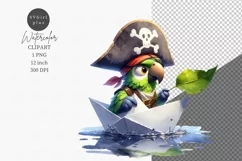 Pirate parrot clipart, Fantasy clipart, Nursery Product Image 1