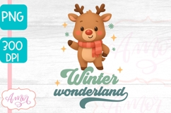 Winter Wonderland PNG, Cute reindeer sublimation design Product Image 2