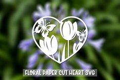 20 Paper Cut Floral Heart , Paper Cut Heart SVG Product Image 20