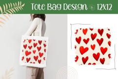 Red Love Hearts Illustration, Love Tote Bag Sublimation Product Image 1