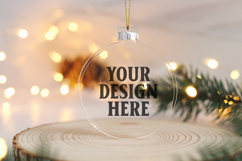 Christmas Acrylic Ornament Mockups | Round Clear Acrylic Orn Product Image 1