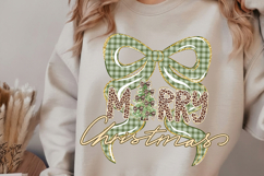 Preppy Merry Christmas Tree Png, Coquette Leopard Christmas Product Image 3
