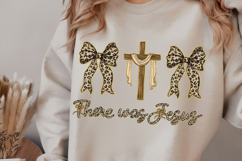 Inspirational PNG, There Was Jesus Leopard Coquette Png Product Image 3