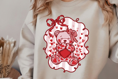 Coquette Valentine Bear Png, Heart Bear Png, Red Bow Love Product Image 3