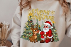 Merry Christmas Reindeer And Santa PNG, Christmas png Product Image 2