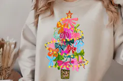 Colorful Coquette Christmas Tree Png, Preppy Christmas Png Product Image 2