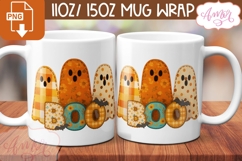 Boo mug wrap sublimation, Fall ghosts mug template Product Image 1