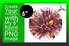 Vibrant Round Design Keychain PNG , Autumn Flower Product Image 1